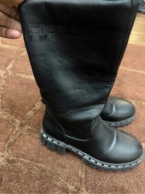DKNY kids Black Leather Mid-Calf Boots